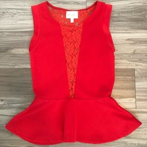 Marilyn Monroe Red XS Sleeveless Lace Peplum Top